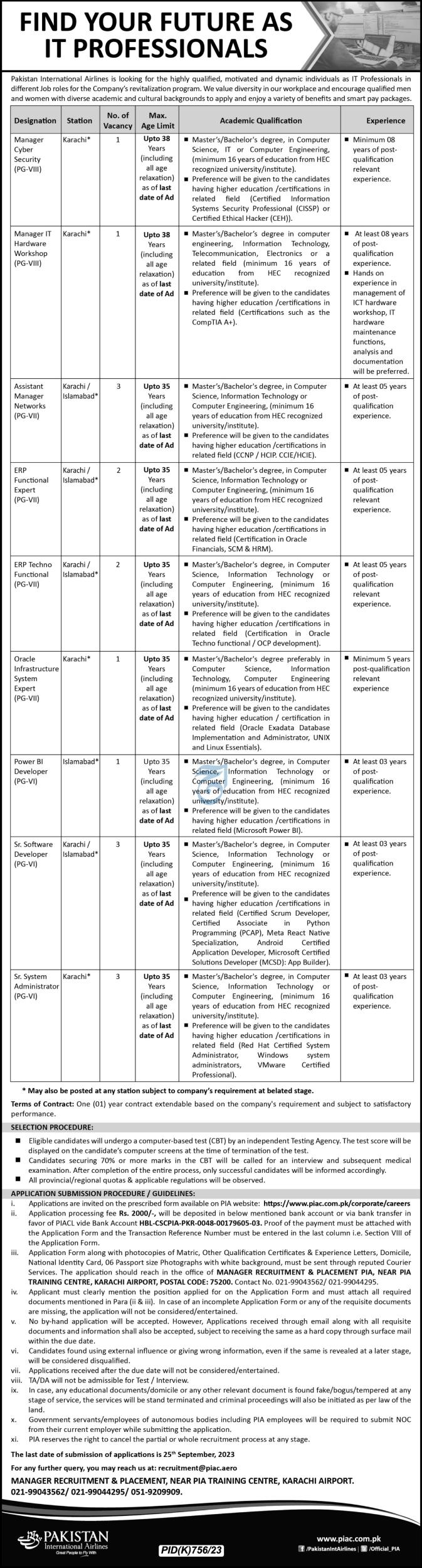 Govt Jobs in Pakistan Today – Pakistan International Airlines PIA Jobs 2023