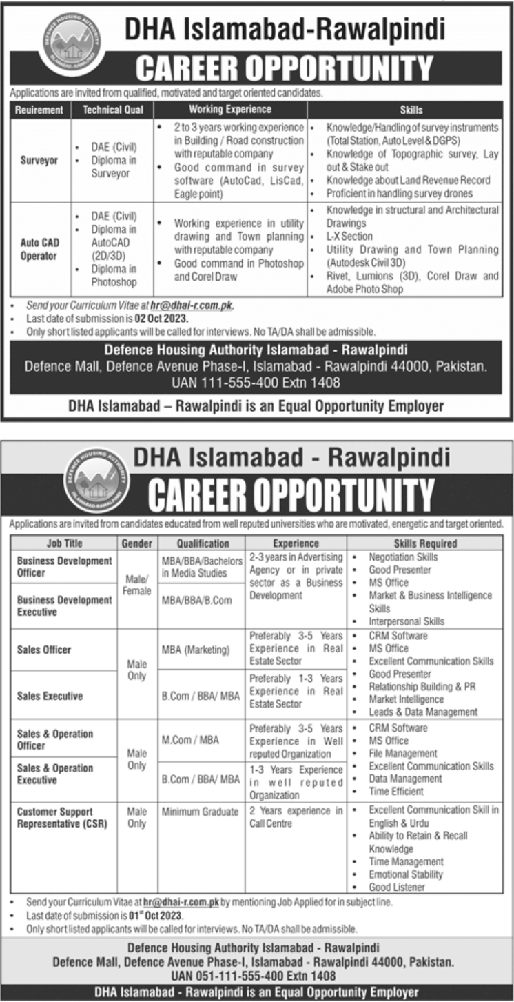 Government Jobs in Pakistan Today – Defence Housing Authority DHA Jobs 2023