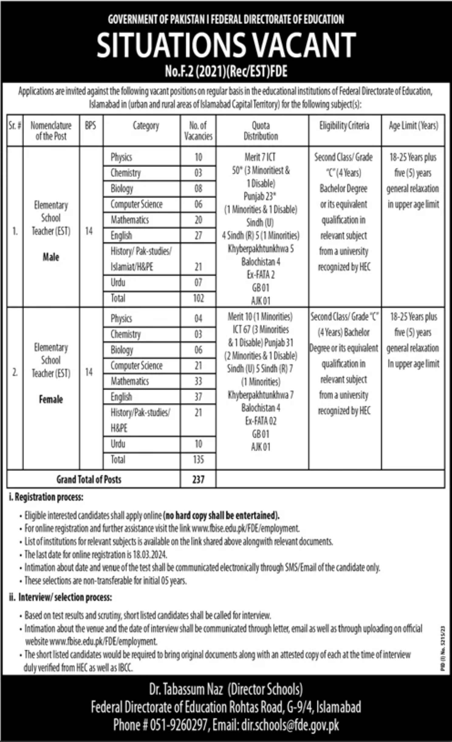 Federal Directorate of Education FDE Jobs 2024 [237+ Seats]