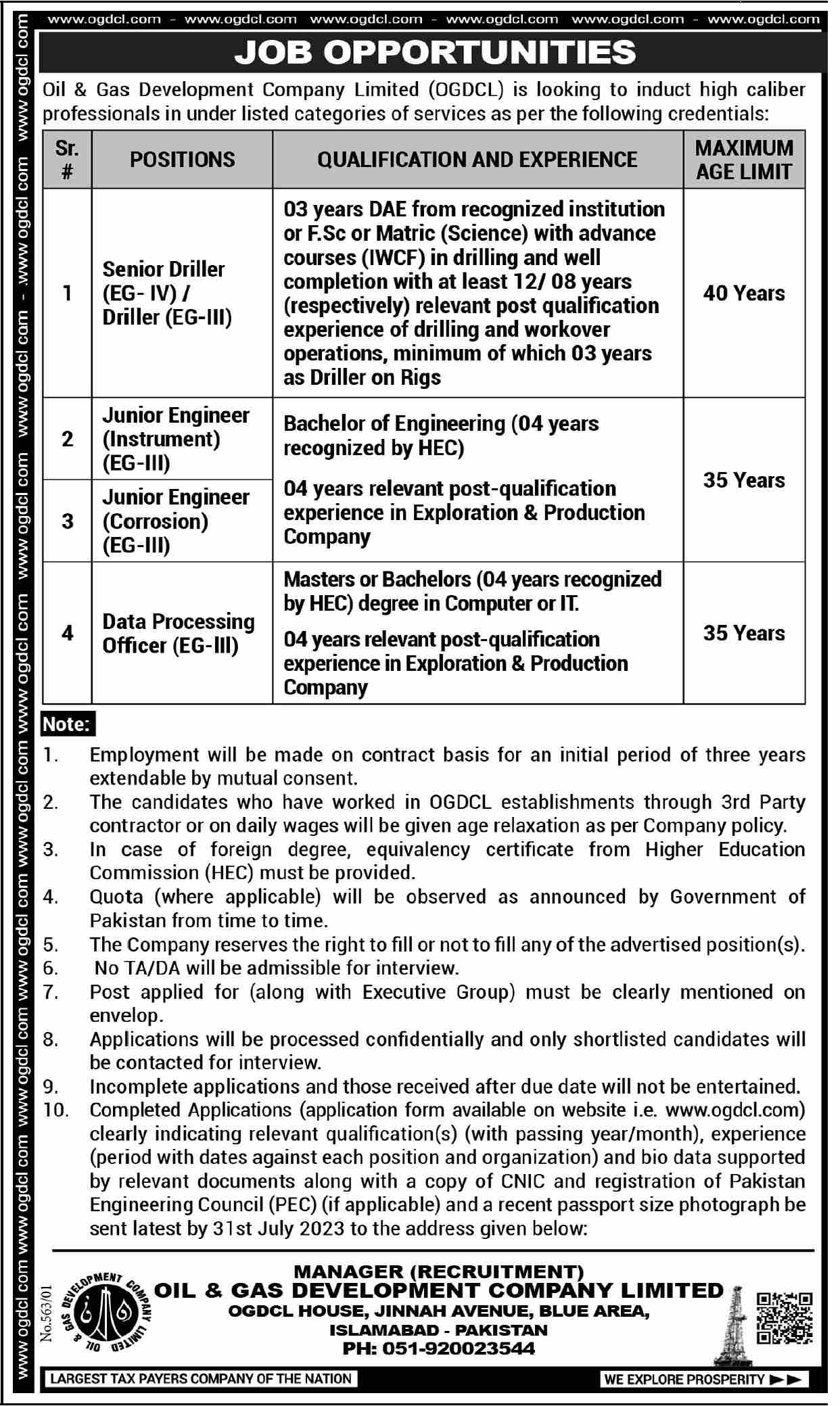 OGDCL Jobs 2023 Oil & Gas Development Company Limited