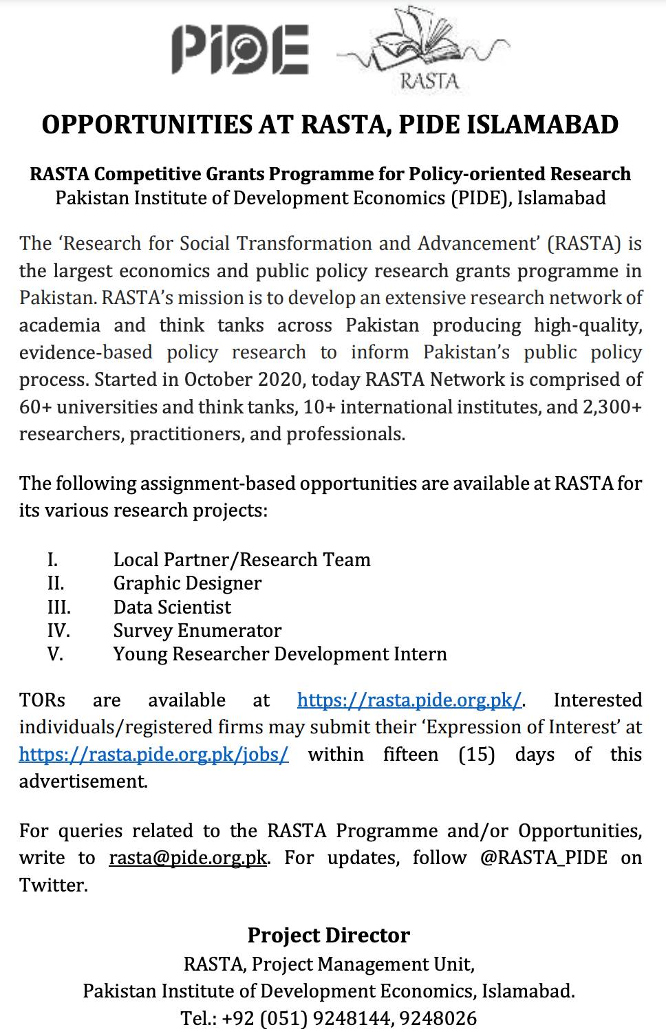 PIDE Jobs 2023 | Pakistan Institute of Development Economics
