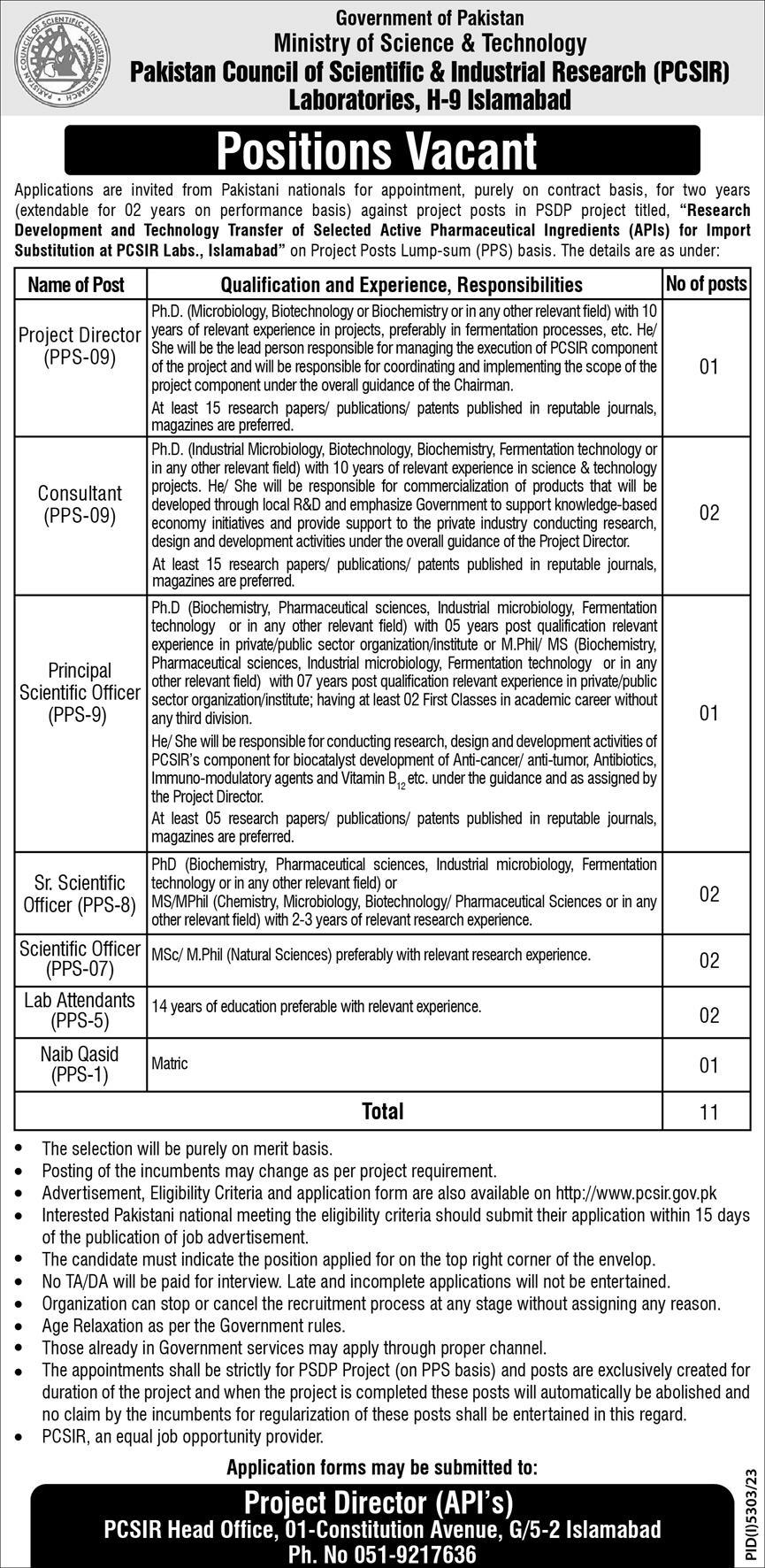 PCSIR Jobs 2024 | Pakistan Council of Scientific & Industrial Research