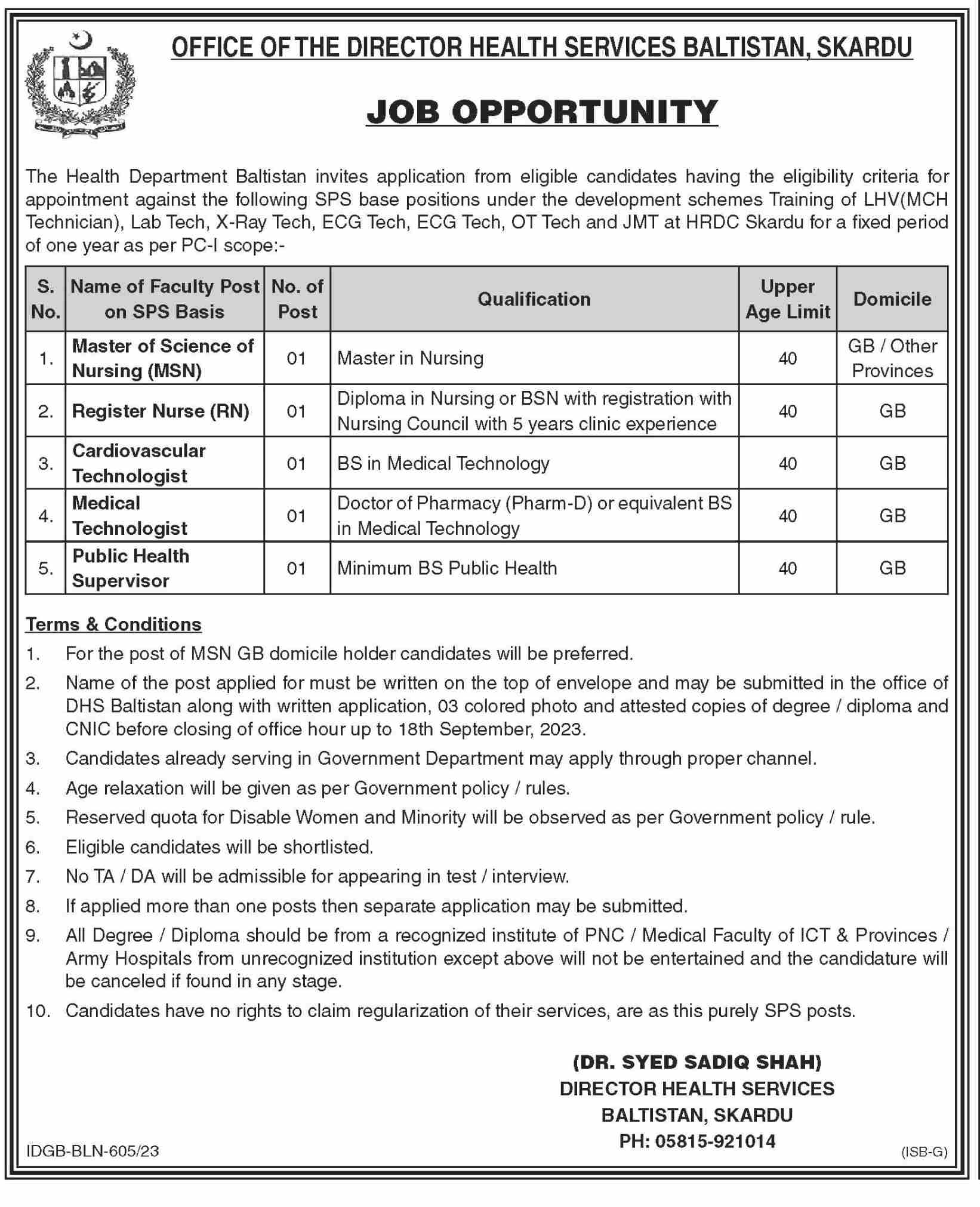 Health Department Gilgit Baltistan Jobs 2023 Apply Online