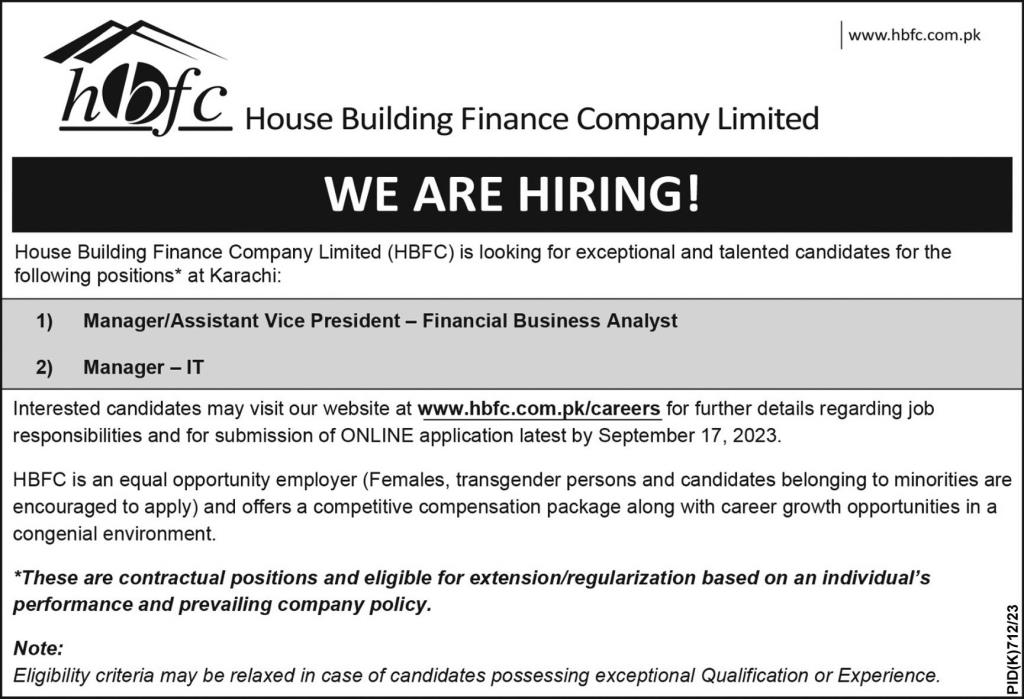 HBFC Jobs 2023 | House Building Finance Company