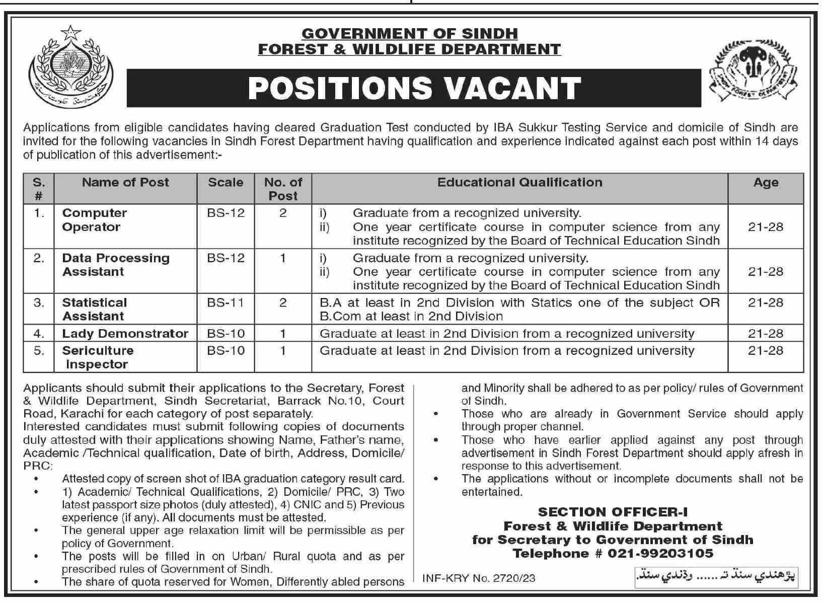 Government Jobs in Pakistan Online Apply – Forest Department Sindh Jobs 2023