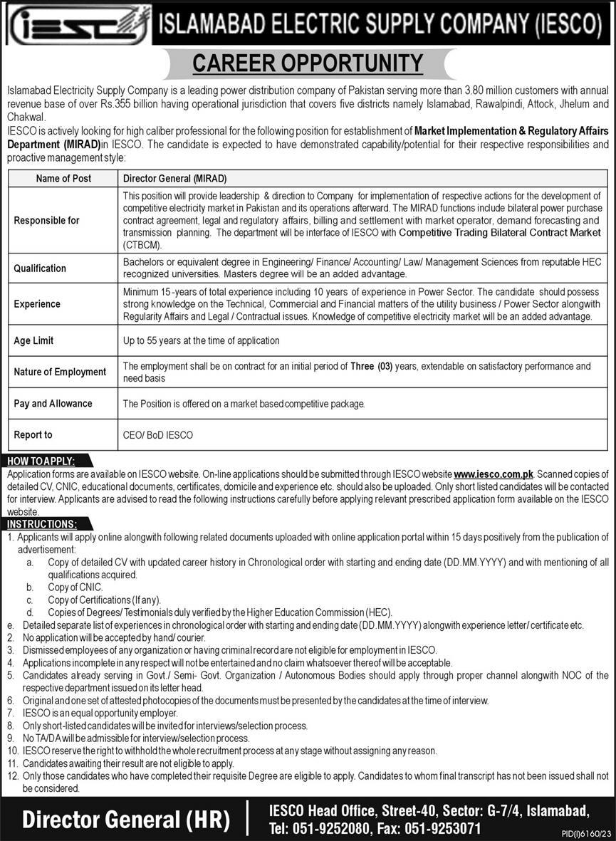 IESCO Jobs 2024 | Islamabad Electric Supply (Apply Online)