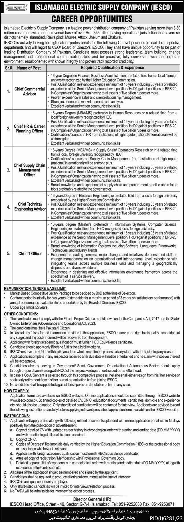 IESCO Jobs 2024 | Islamabad Electric Supply (Apply Online)