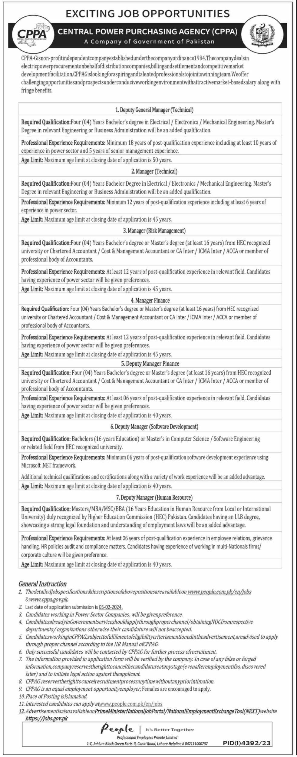 CPPA Jobs 2024 | Central Power Purchasing Agency Apply Online