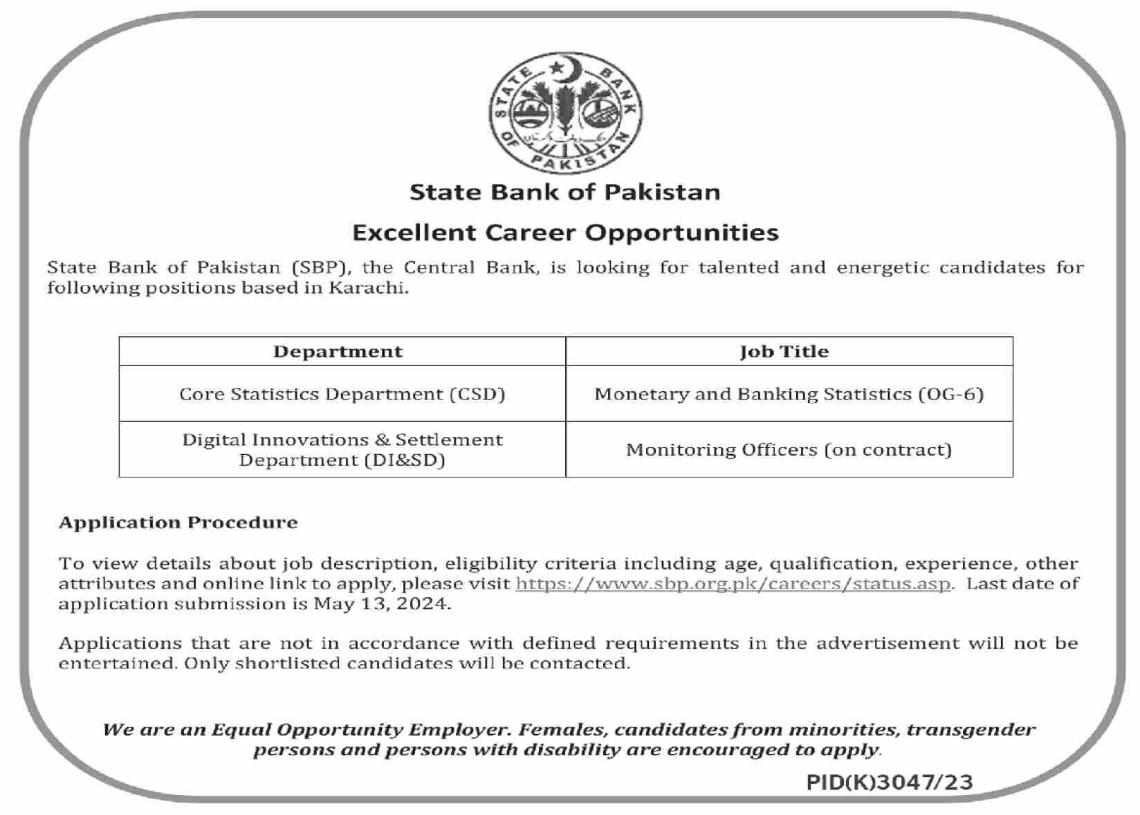 SBP Jobs 2024 | State Bank of Pakistan (Online Apply)