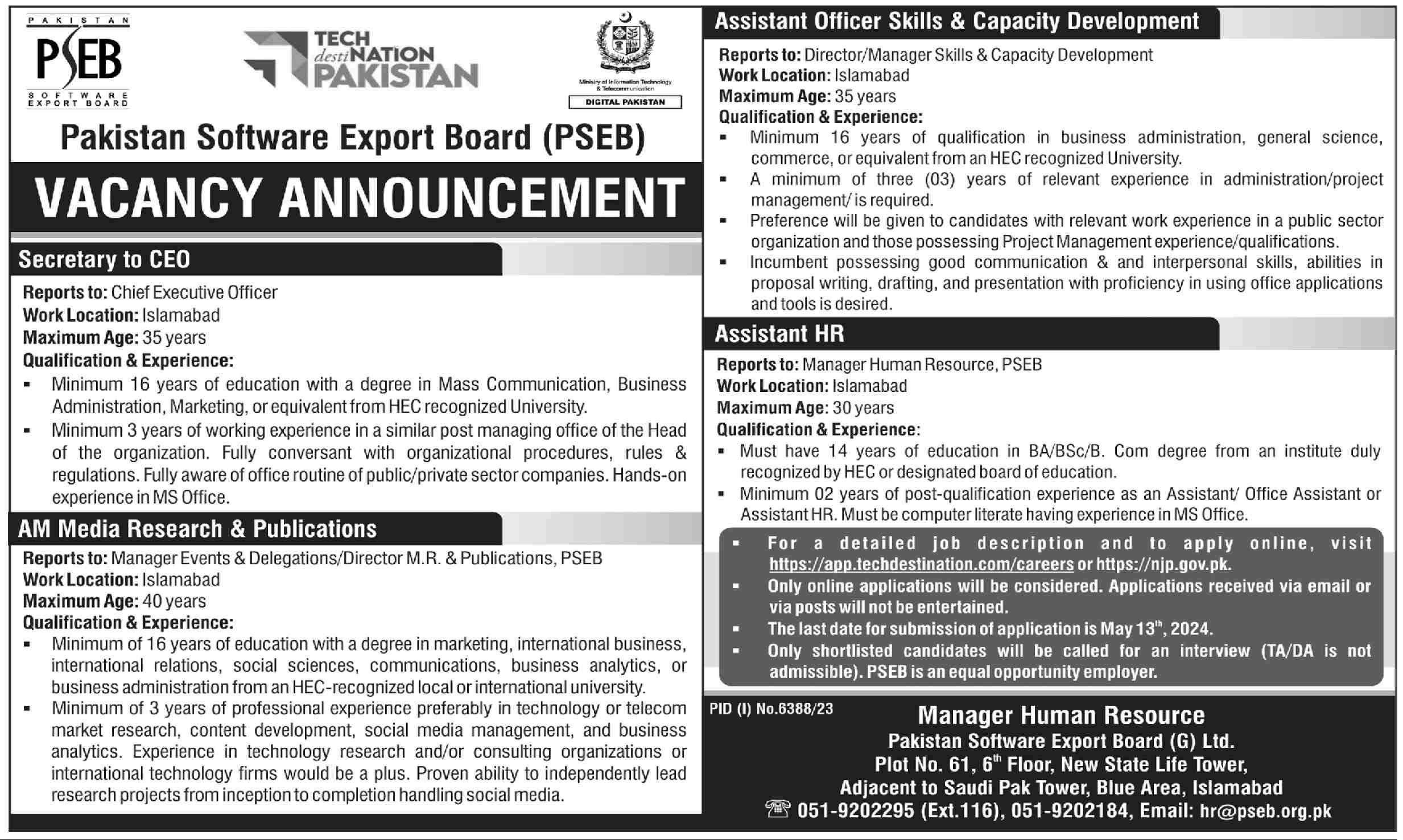 PSEB Jobs 2024 Online Apply | Pakistan Software Export Board